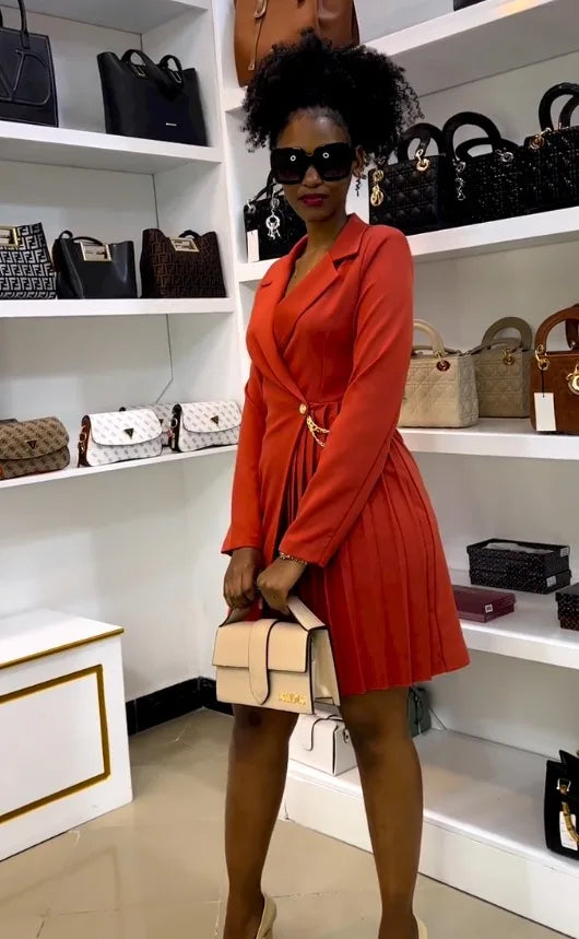 Turn-Down Collar Blazer Dress