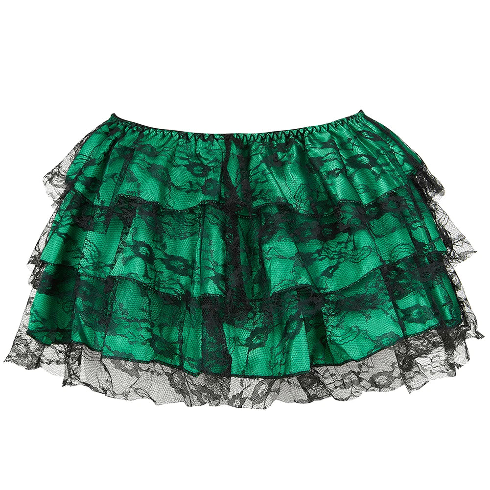 Layered Mesh Lace Pleated Gothic Mini Skirt