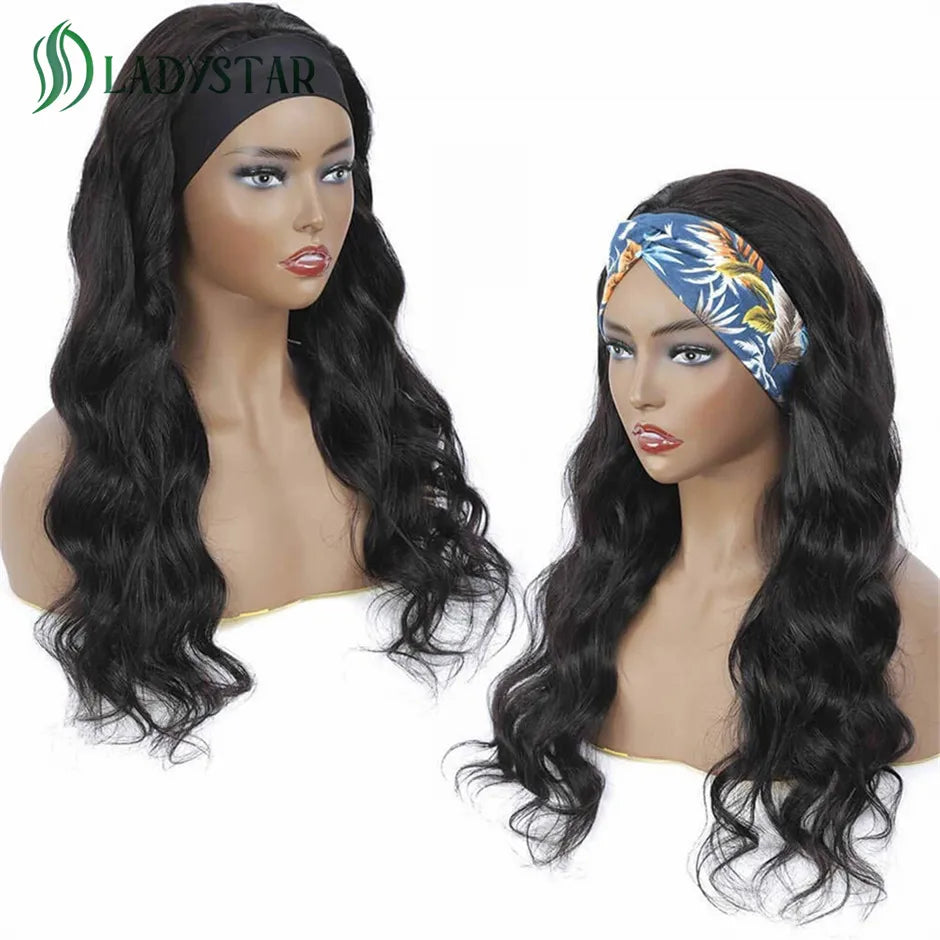 Brazilian Remy Body Wave Headband Wig - Human Hair Scarf Wig for Women