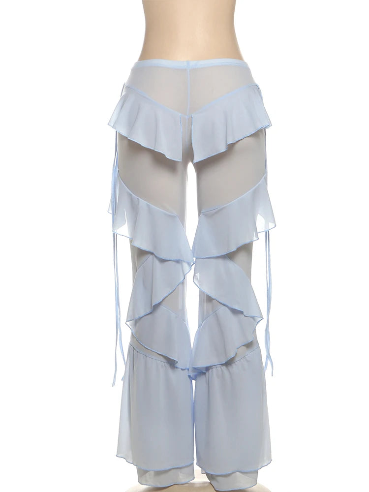 Women's Irregular Tierred Flared Trousers