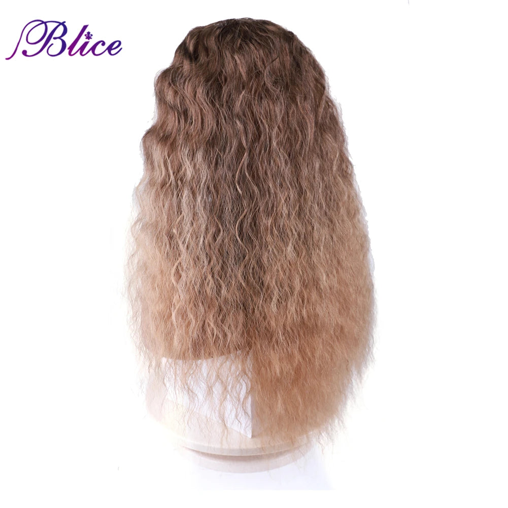 Blice Synthetic Wig Curly Hair Extensions Omber  Middle Part Women‘s Daily Wig Natural Hair Line Blonde Color Without Bang