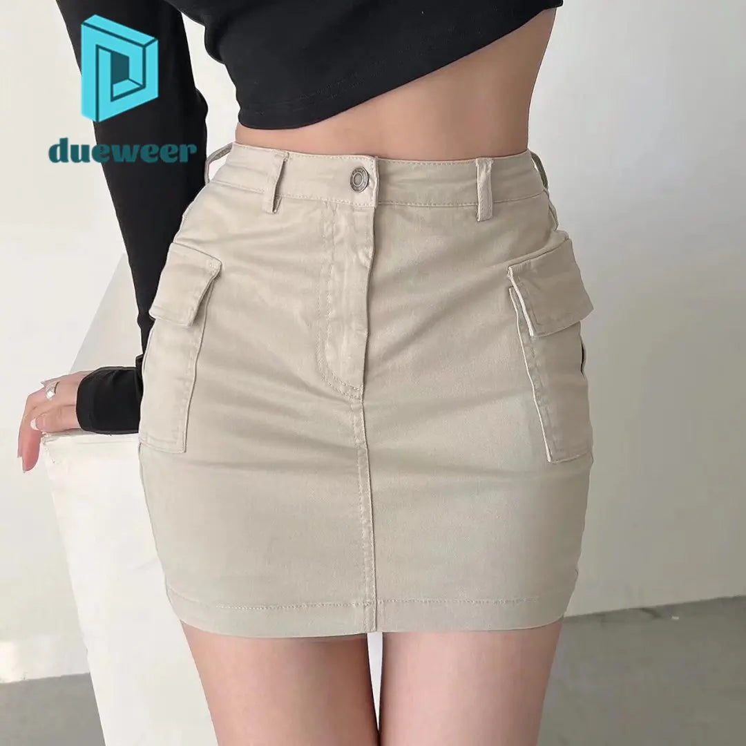 Retro Side-Pocket Cargo Skirt