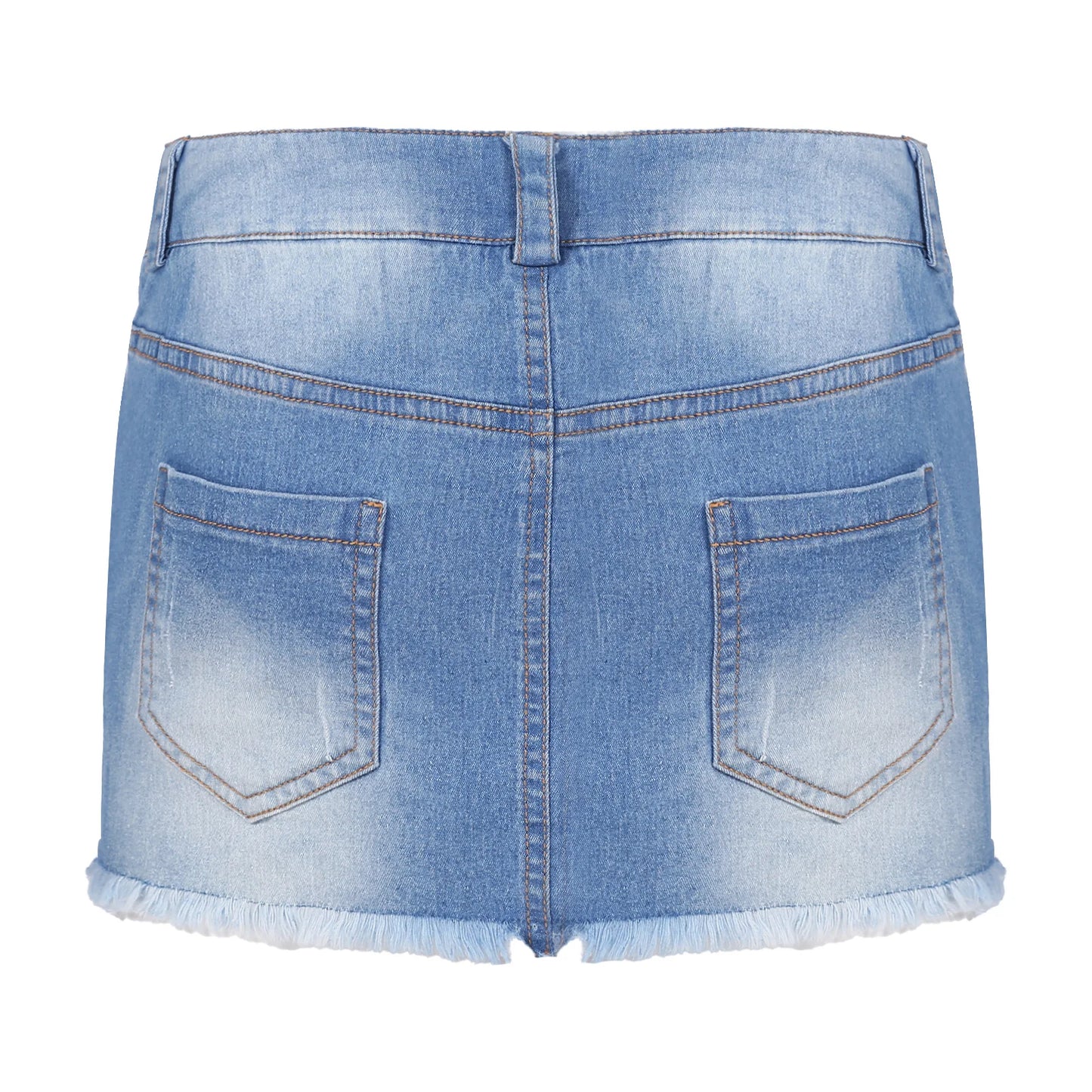 Low-Rise Pencil Short Denim Skirt