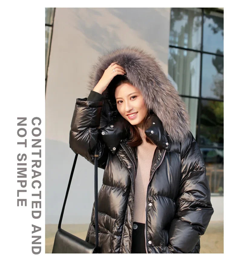 Over-Knee Thickened Loose Winter Jacket for Women