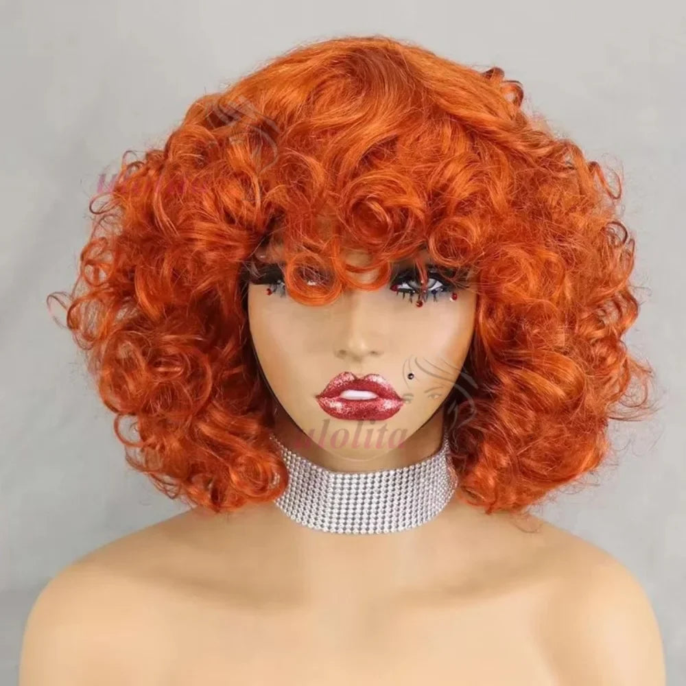 Egg Curls Human Hair Wig With Bangs