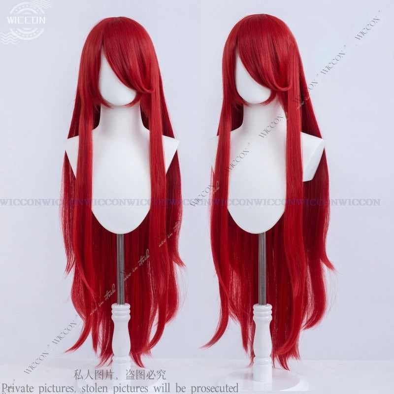 Erza Scarlet Anime FAIRY Cos Wig TAIL Wig Heat Resistant Synthetic Hair Long Straight Red Party Wigs S-class Mage Erza Scarlet