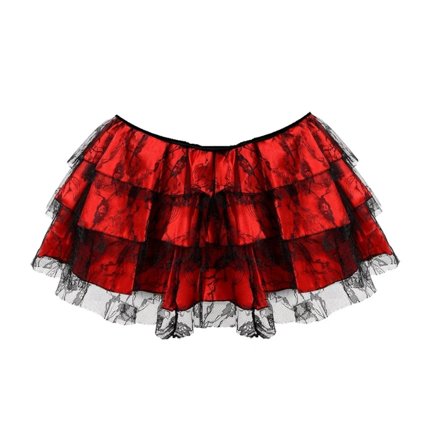 Layered Mesh Lace Pleated Gothic Mini Skirt