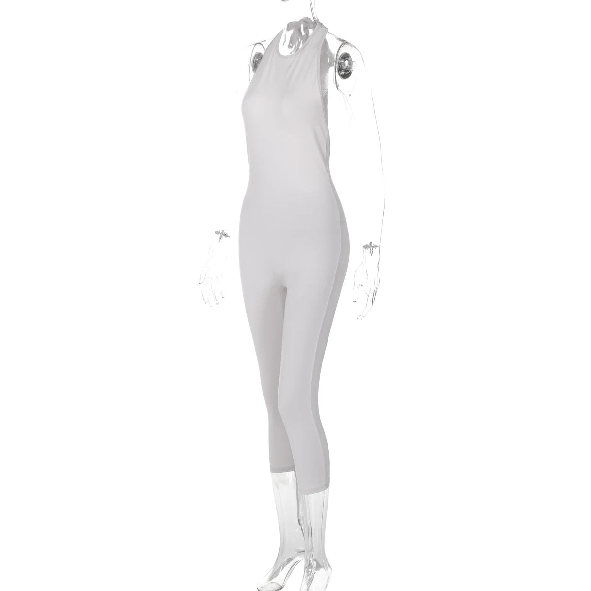 Sleeveless Halter Backless Lace-Up Jumpsuit