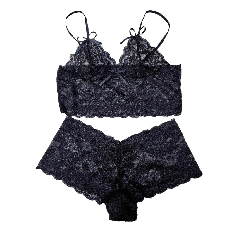 Lace Adjustable Straps Bralette Set