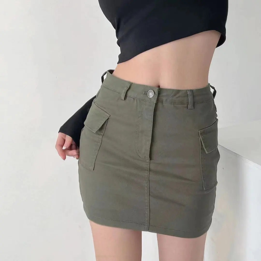 Retro Side-Pocket Cargo Skirt