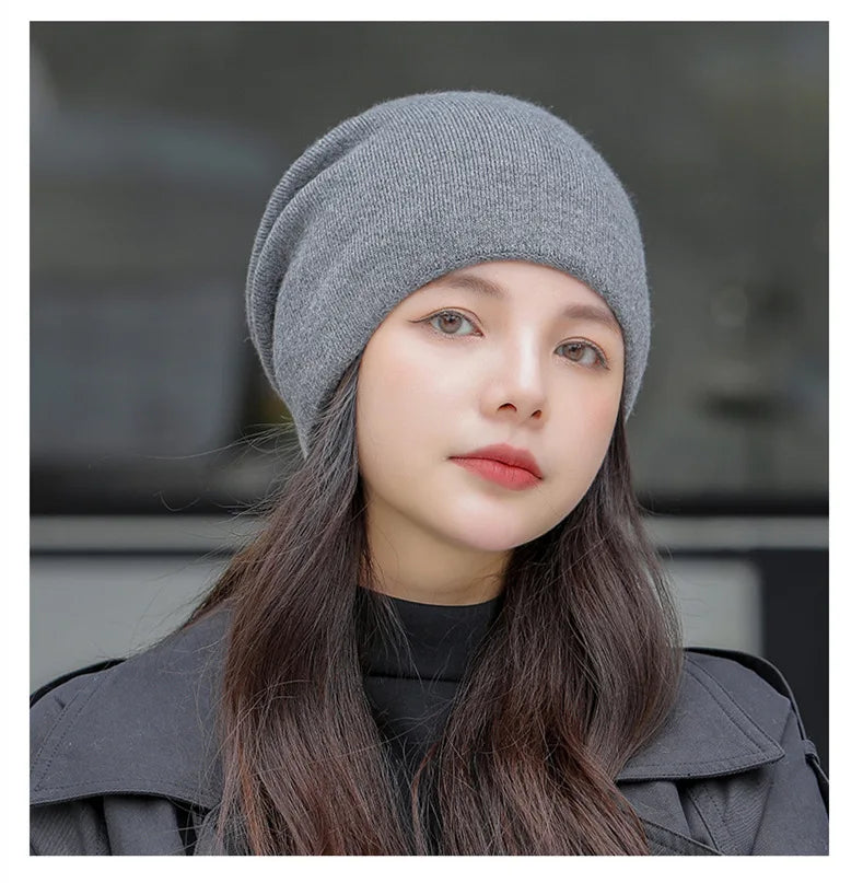 Solid-Colour Warm Beanie For Women