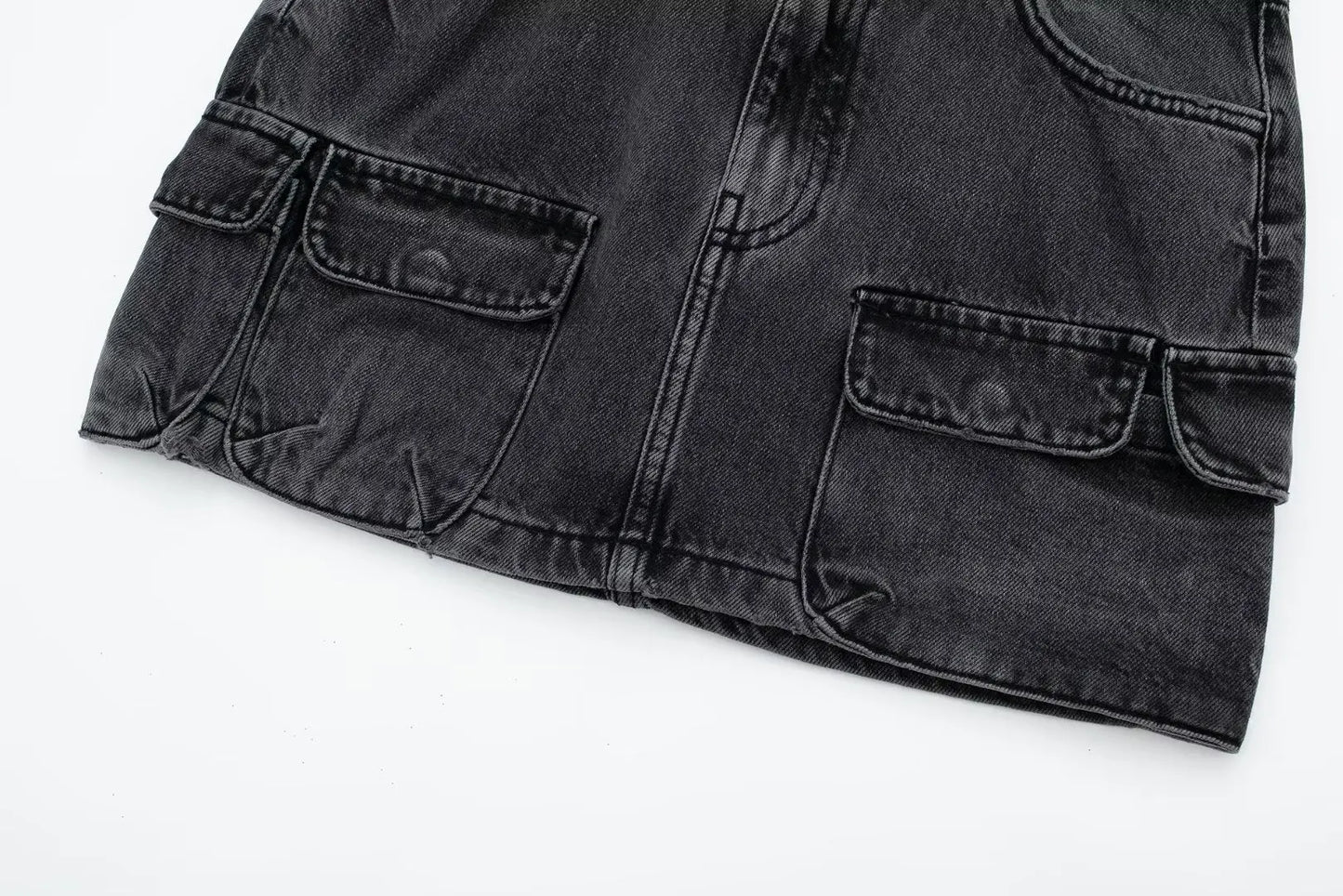 Denim Cargo Short Skirt