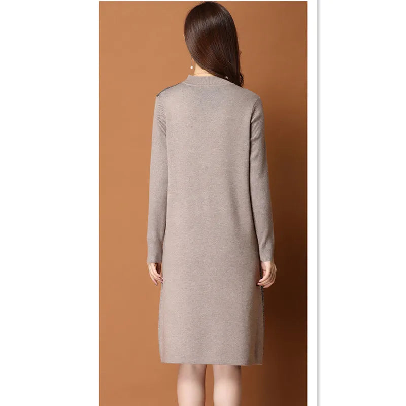 Knitted Half Turtleneck Pullover Loose Sweater Dress