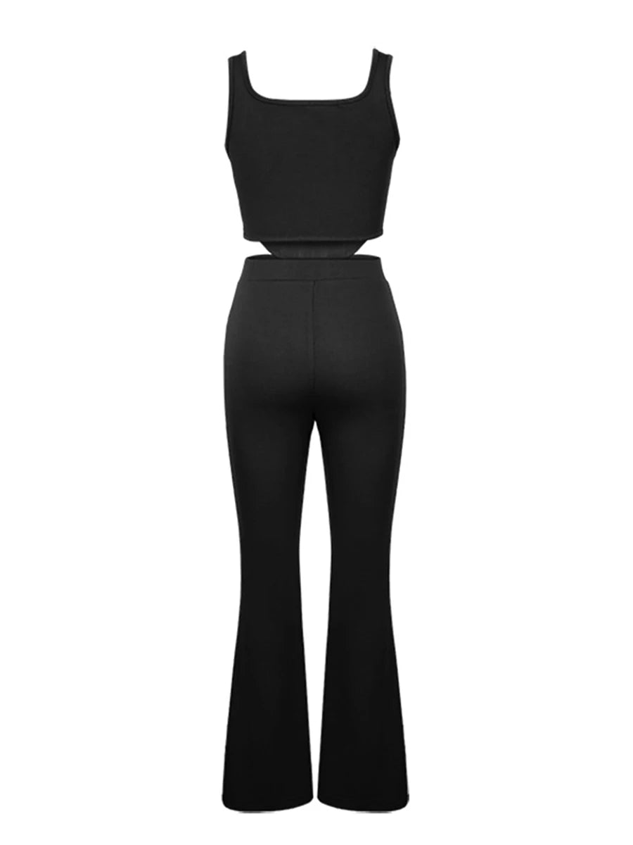 Tank Crop Top + Wide-Leg Pants - Elegant Two-Piece Tracksuit For Women