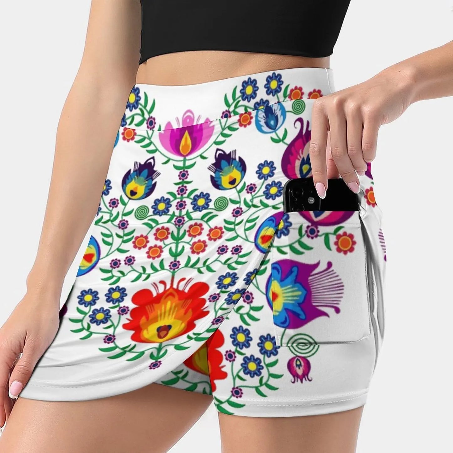 Folk Pattern Sports Mini Skirt