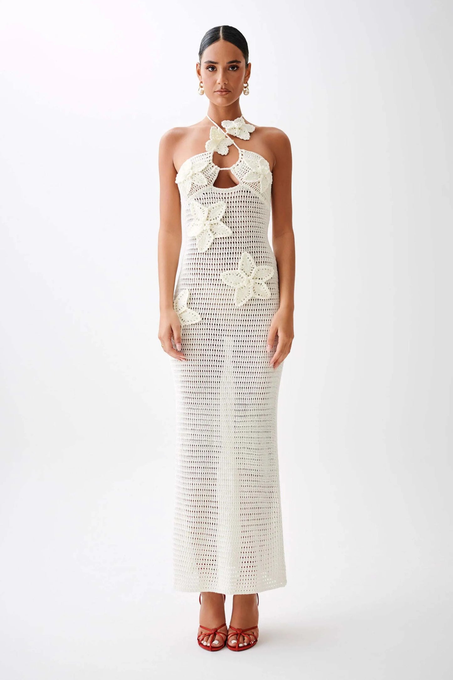 Women’s Beach Dresses Sexy Backless Knitted Long Dress Star Crochet Maxi Dresses 2024 Summer Women Beach Wear