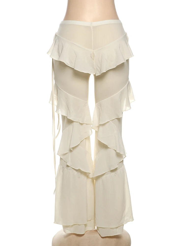 Women's Irregular Tierred Flared Trousers