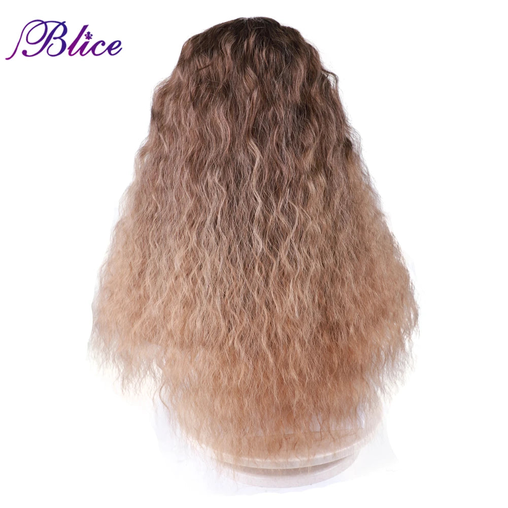 Blice Synthetic Wig Curly Hair Extensions Omber  Middle Part Women‘s Daily Wig Natural Hair Line Blonde Color Without Bang