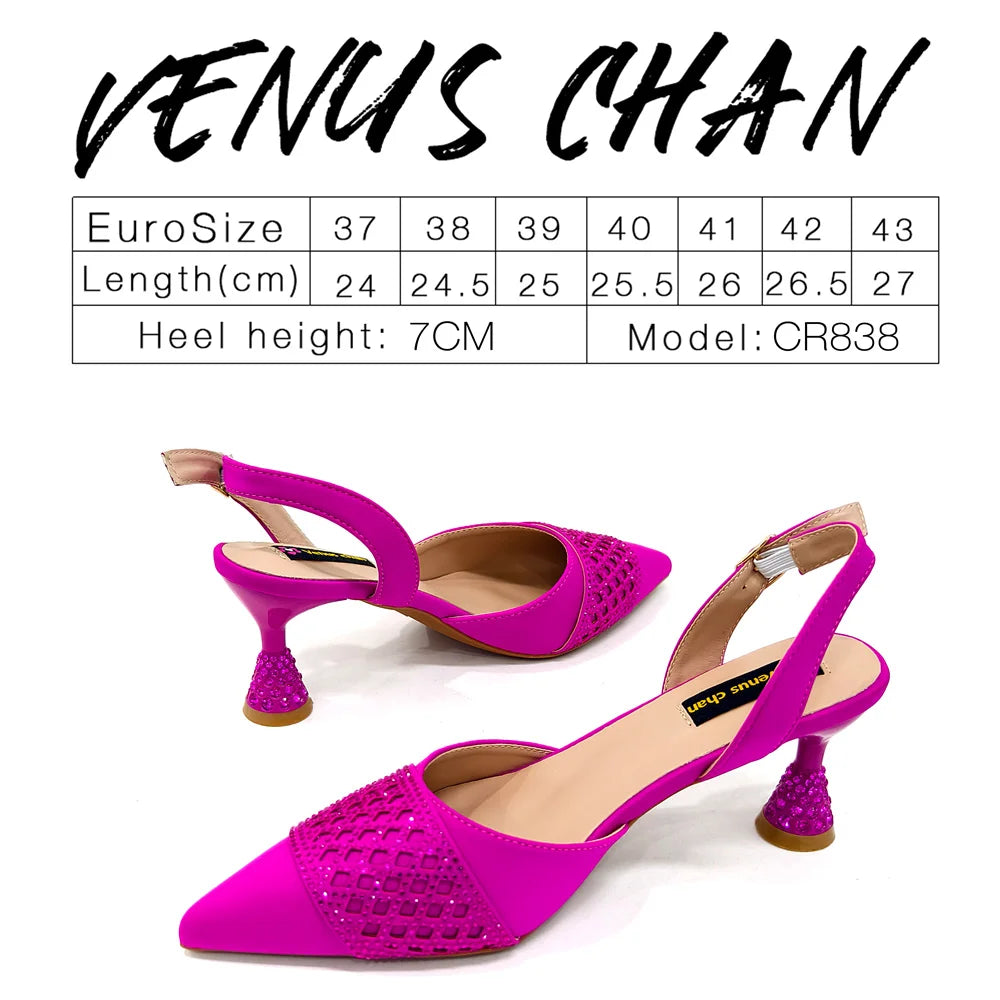 New Elegant Heels & Rhinestone Handbag Set