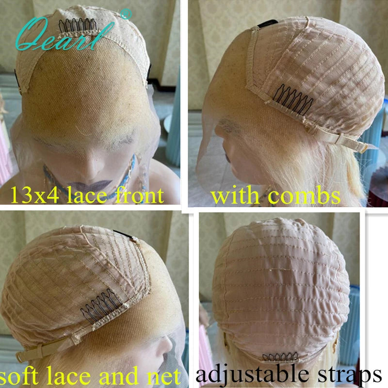 Blond Wig Long Short Women"s Wigs Light Brown with Honey Blonde Highlights Human Hair Full Lace Wig 13x6 Lace Frontal Wig Qearl
