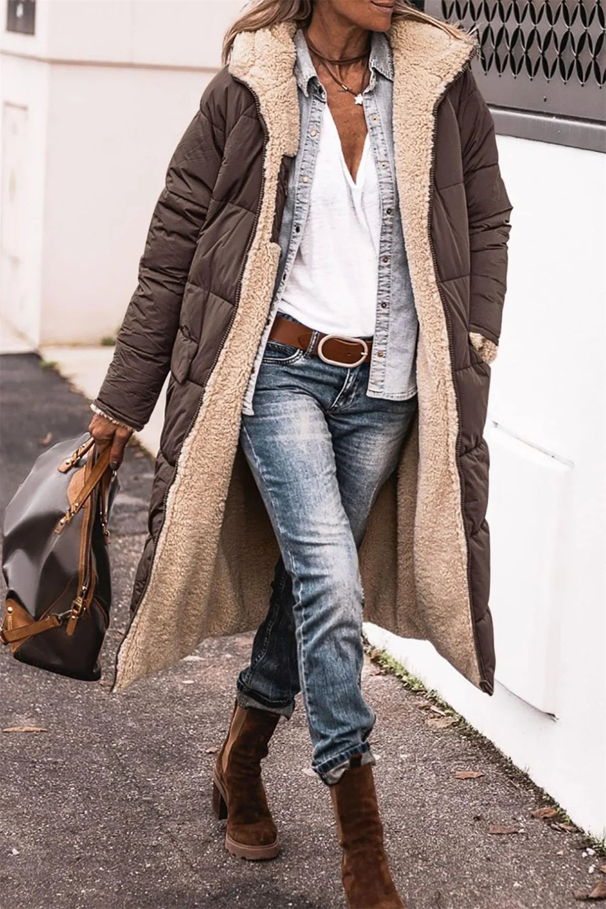 Women's Reversible Winter Hooded Quilted Jacket