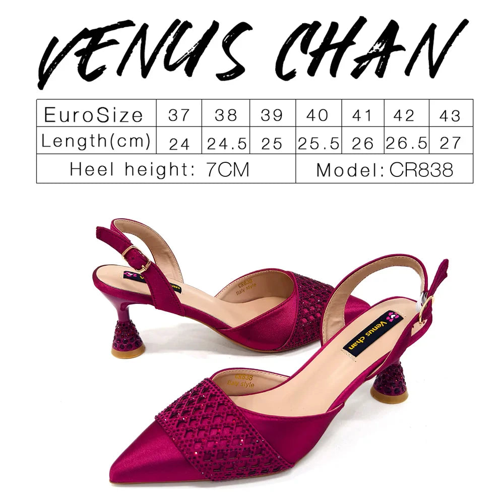 New Elegant Heels & Rhinestone Handbag Set