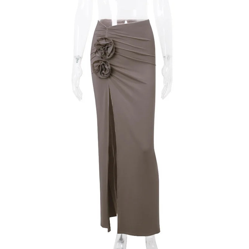 French-Style High-Waist Slit Skirt