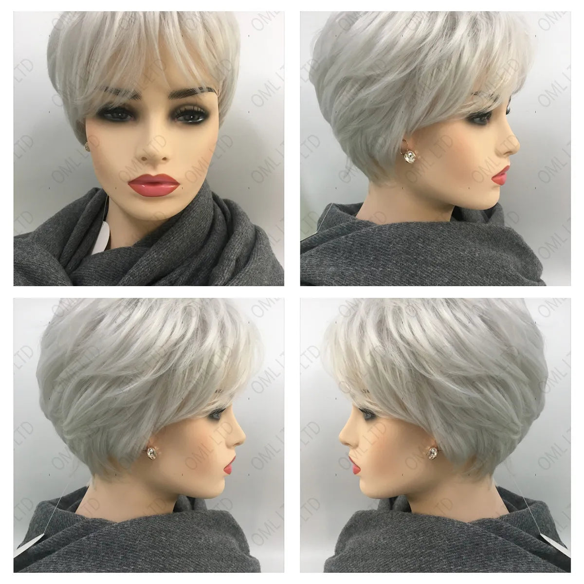 Women‘s Fashion Short Wigs with Bangs Pixie Cut Soft Straight Wigs Brown Synthetic Hair Wig Costume Party Wig for Women