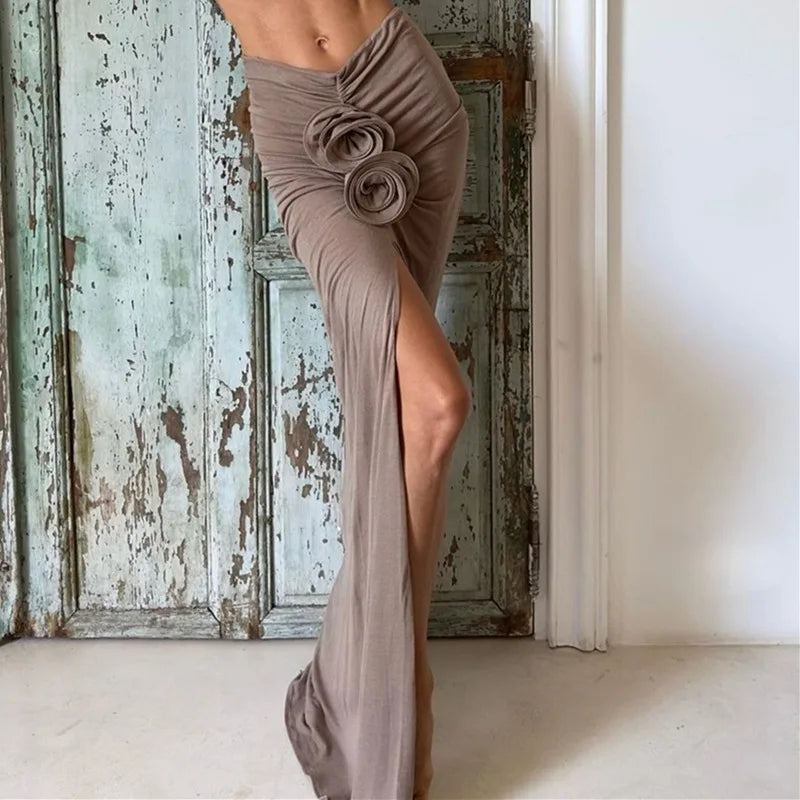 French-Style High-Waist Slit Skirt