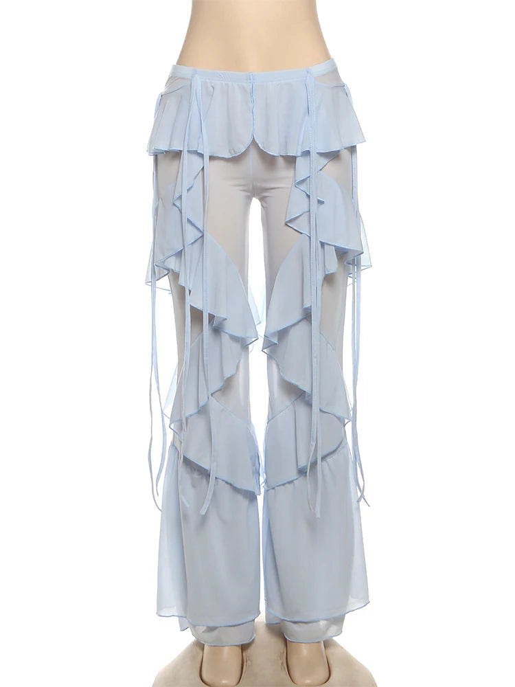 Women's Irregular Tierred Flared Trousers