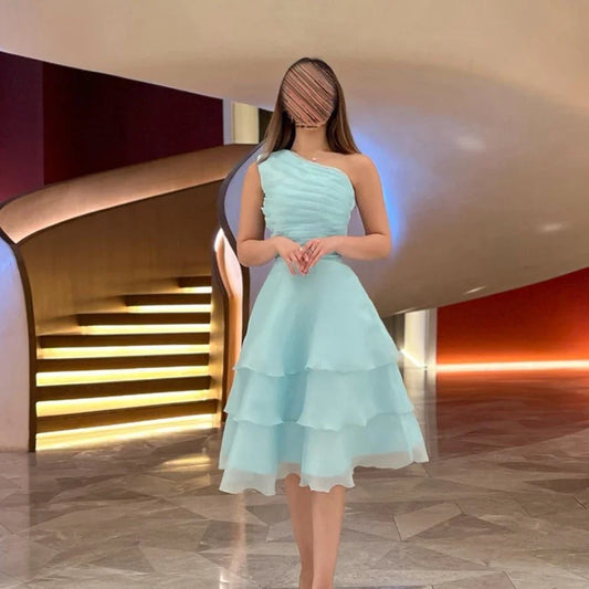 Tiered Pleated Evening Dress