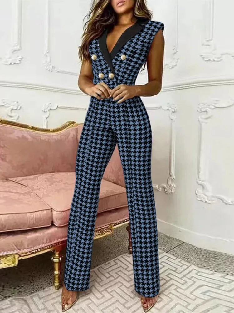 Slim Button-Decorated Jumpsuit
