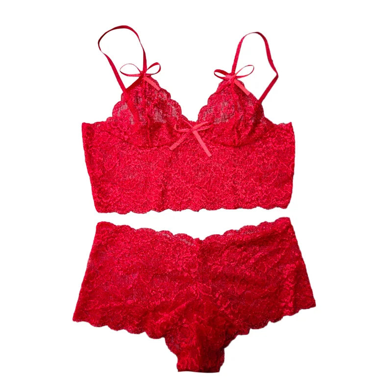 Lace Adjustable Straps Bralette Set