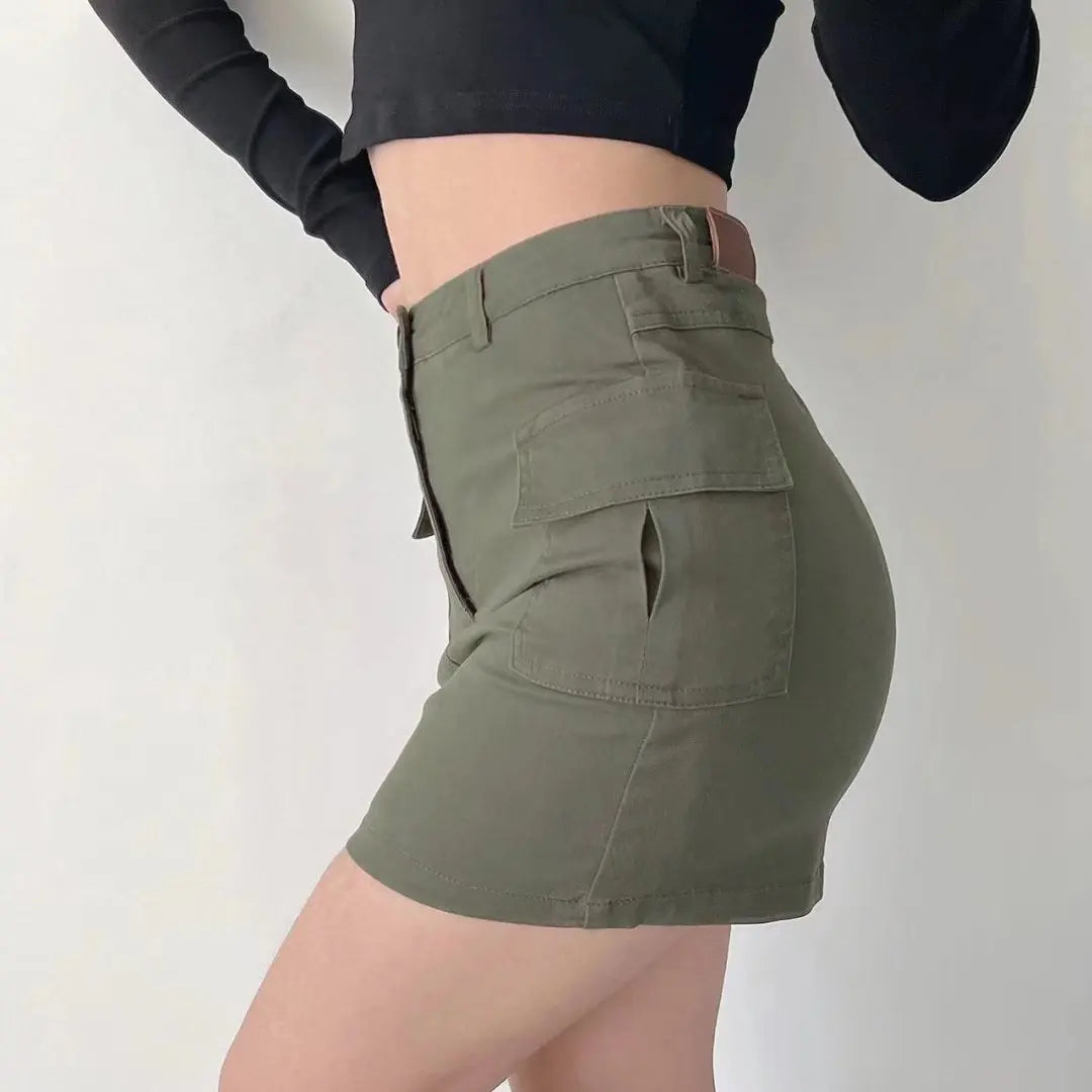 Retro Side-Pocket Cargo Skirt