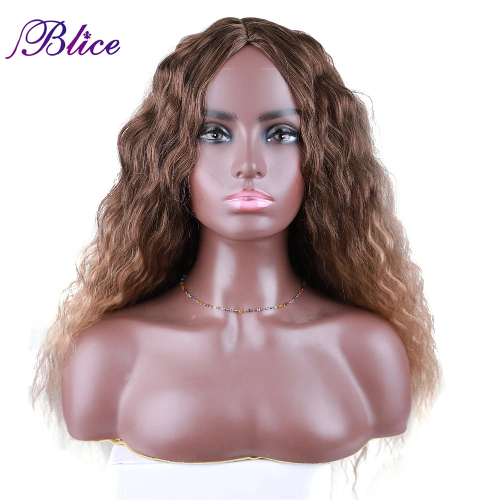 Blice Synthetic Wig Curly Hair Extensions Omber  Middle Part Women‘s Daily Wig Natural Hair Line Blonde Color Without Bang
