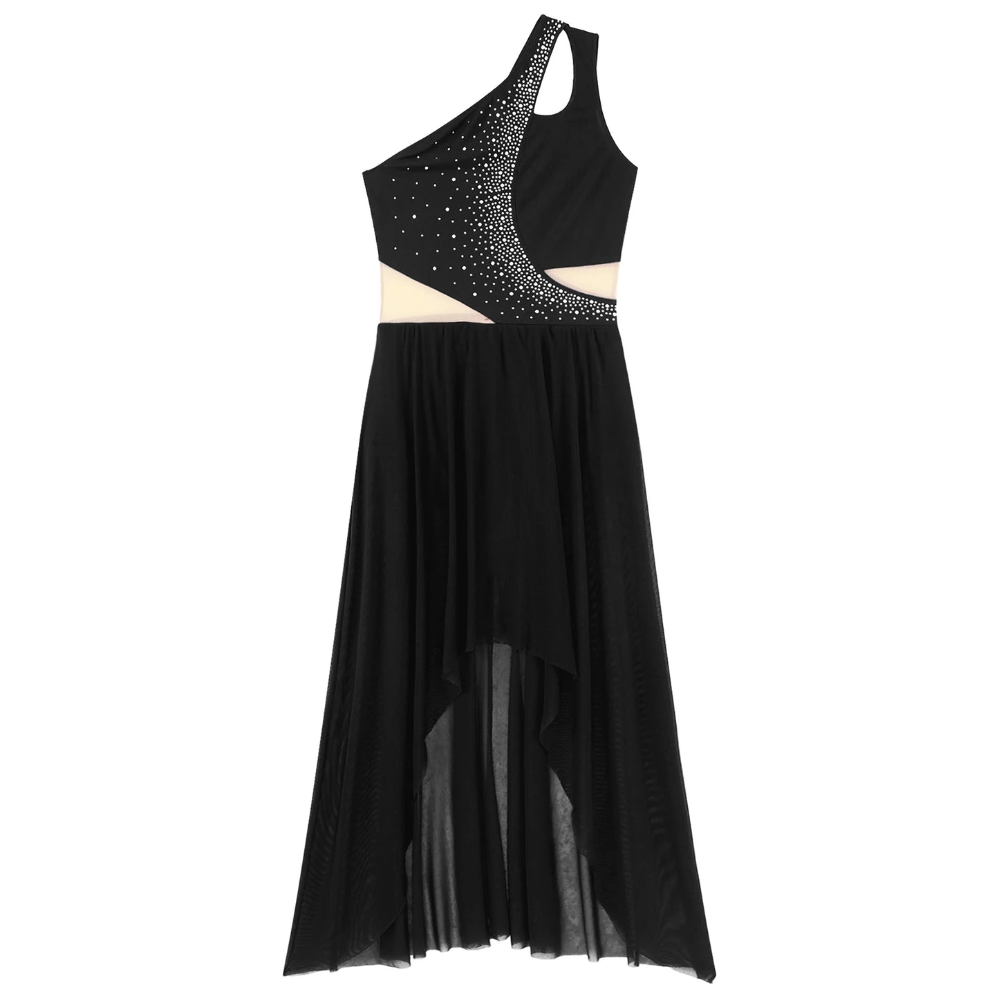 Women Lyrical Dance Costume Sleeveless Rhinestone Ballet Gymnastic Leotard Skirt with Crop Top Set Contemporary Dance Dress