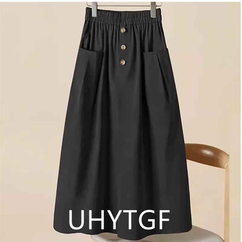 High-Waist A-Line Casual Fashion Big Swing Skirt