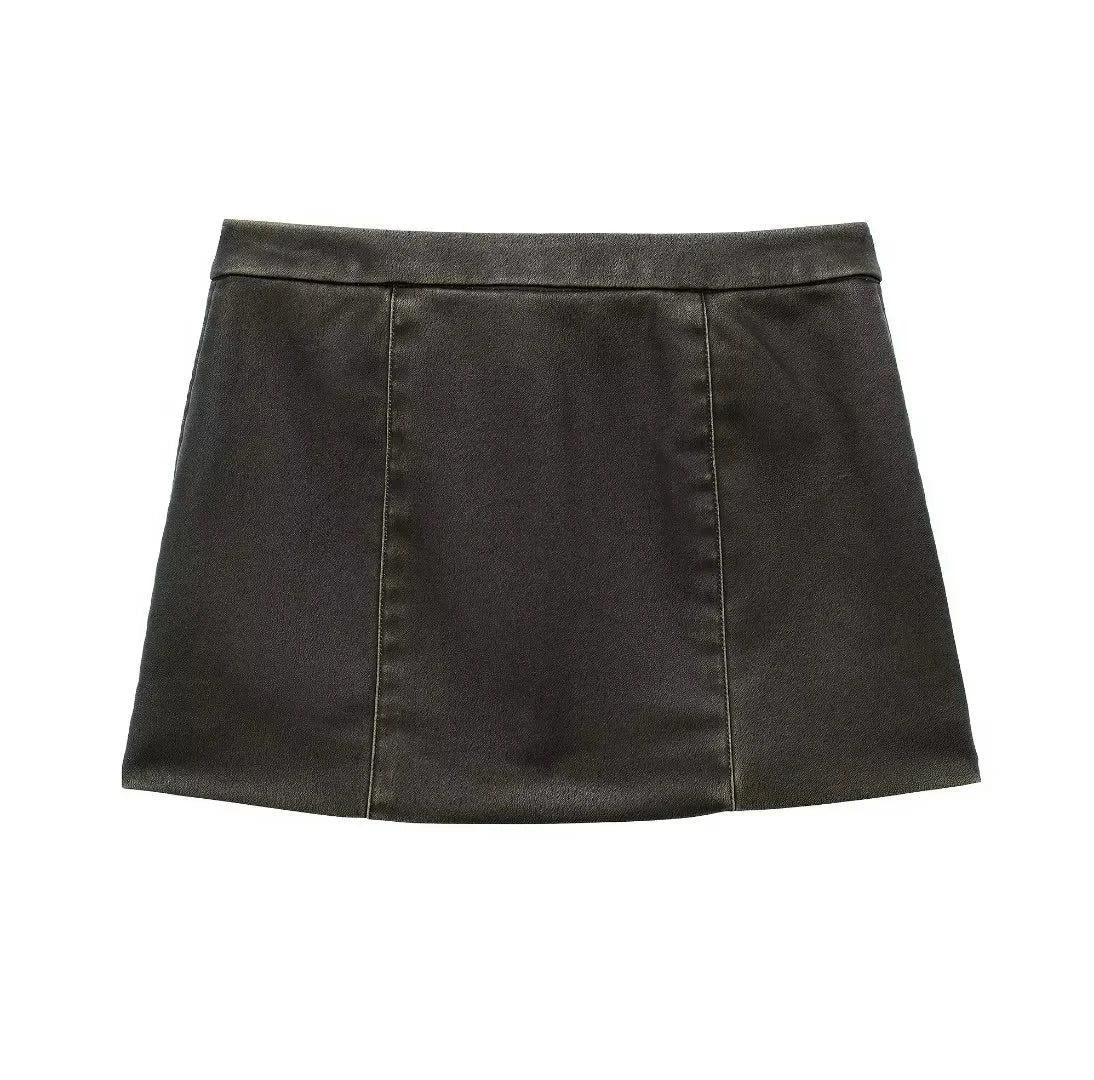 TRAF Faux Leather Mini Skirt