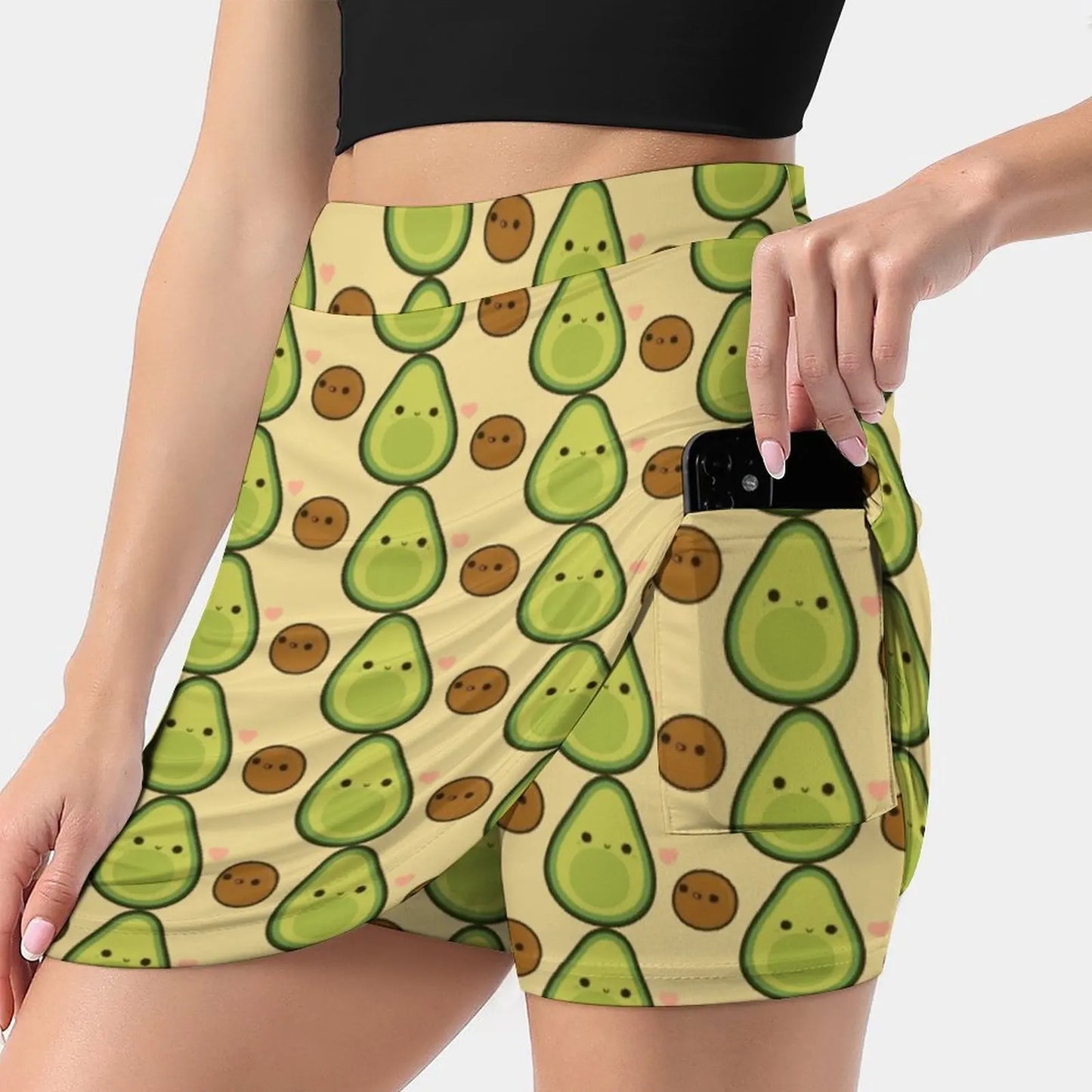 Avocado Print Sporting Skirt With Pockets