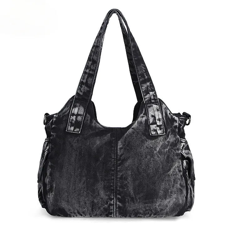 Denim Hobo Shoulder Bag - Large Capacity