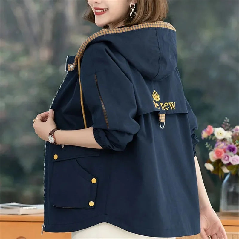 Loose All-Match Hooded Short Jacket For Women