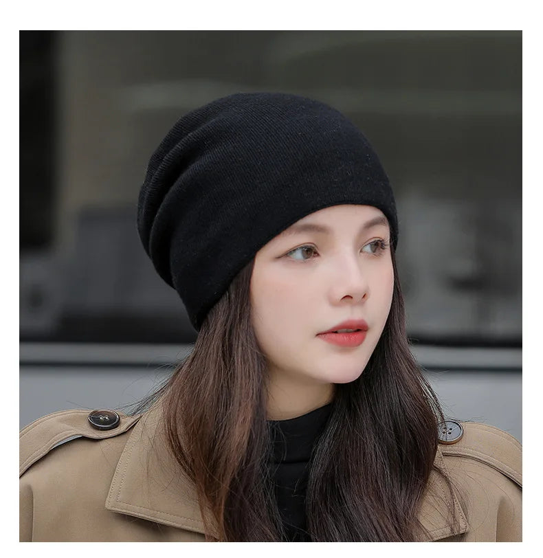 Solid-Colour Warm Beanie For Women