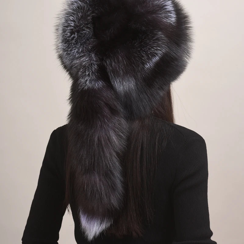 Natural Fox Fur Cap For Women