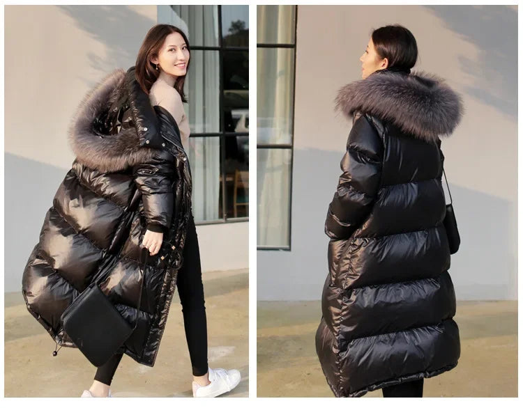 Over-Knee Thickened Loose Winter Jacket for Women