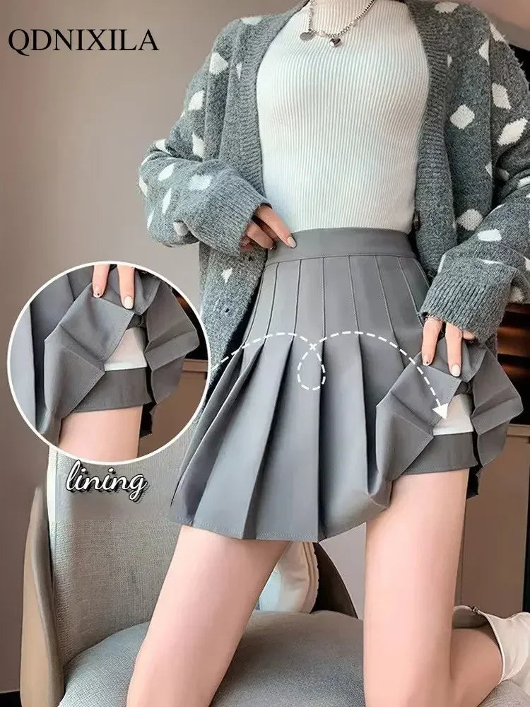 Pleated High-Quality High-Waist  A-Line Mini Skirt