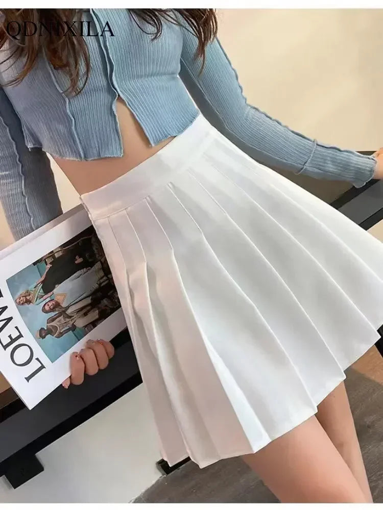 Pleated High-Quality High-Waist  A-Line Mini Skirt