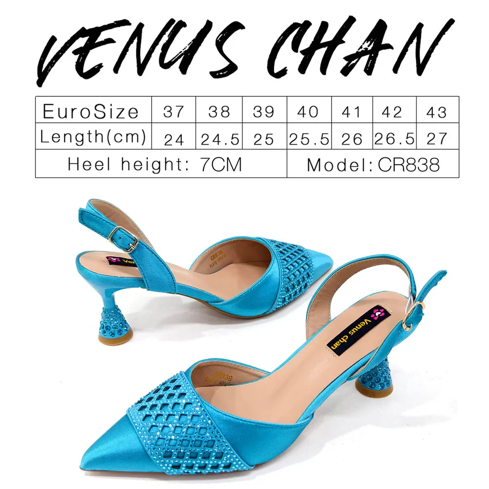 New Elegant Heels & Rhinestone Handbag Set
