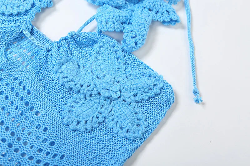 Women’s Beach Dresses Sexy Backless Knitted Long Dress Star Crochet Maxi Dresses 2024 Summer Women Beach Wear