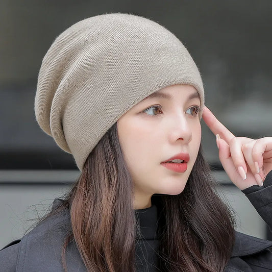 Solid-Colour Warm Beanie For Women