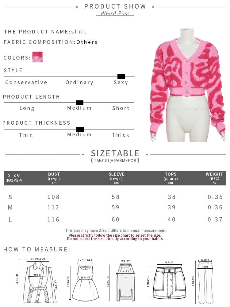 Weird Puss y2k Sweet Cardigan Sweater Women V-Neck Button Autumn Stylish Casual Long Sleeve Warm Wild Streetwear Knit Jumper